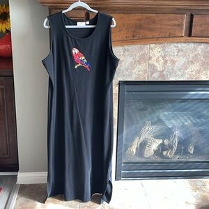 Casual black tank maxi dress novelty sequin parrot jimmy buffet parrot head 2X